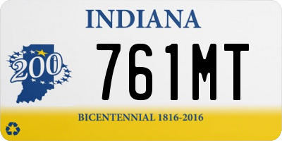 IN license plate 761MT