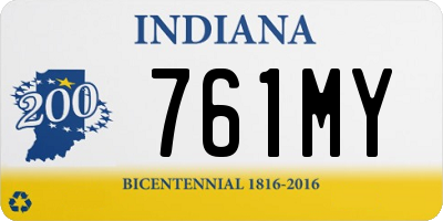 IN license plate 761MY