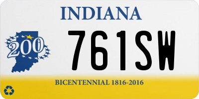 IN license plate 761SW