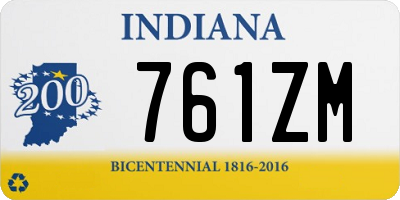 IN license plate 761ZM
