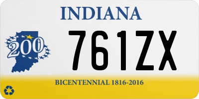 IN license plate 761ZX