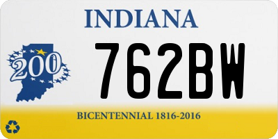 IN license plate 762BW