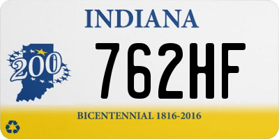 IN license plate 762HF