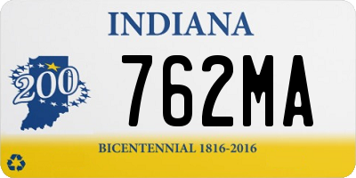 IN license plate 762MA