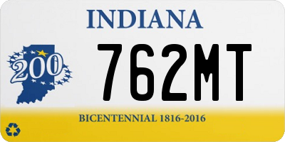 IN license plate 762MT
