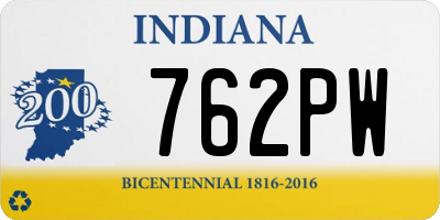 IN license plate 762PW