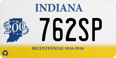 IN license plate 762SP