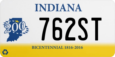 IN license plate 762ST