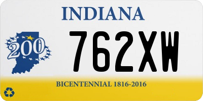 IN license plate 762XW