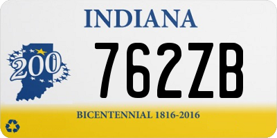 IN license plate 762ZB