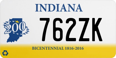 IN license plate 762ZK