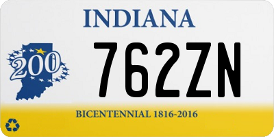 IN license plate 762ZN