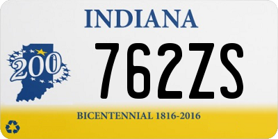 IN license plate 762ZS