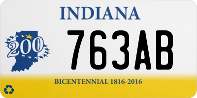 IN license plate 763AB