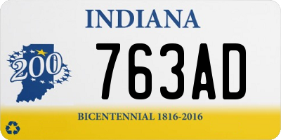 IN license plate 763AD