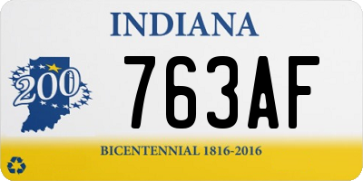 IN license plate 763AF
