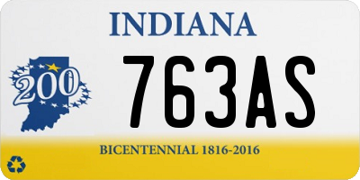 IN license plate 763AS