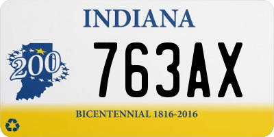 IN license plate 763AX