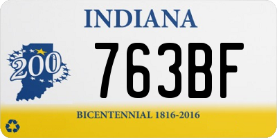 IN license plate 763BF