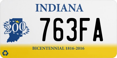 IN license plate 763FA