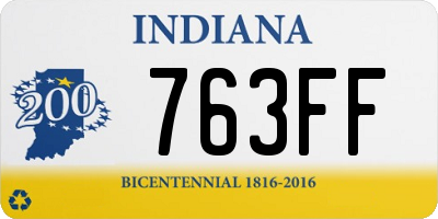 IN license plate 763FF