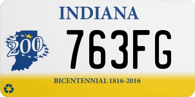 IN license plate 763FG