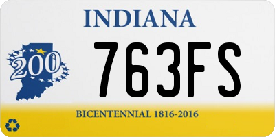 IN license plate 763FS