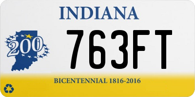 IN license plate 763FT