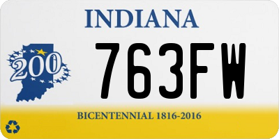 IN license plate 763FW