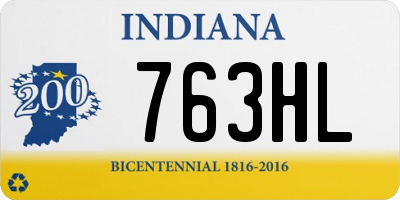 IN license plate 763HL