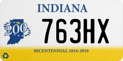 IN license plate 763HX