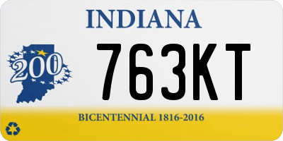 IN license plate 763KT