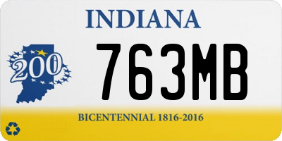 IN license plate 763MB