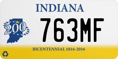 IN license plate 763MF