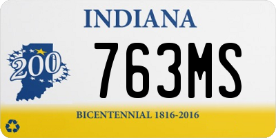 IN license plate 763MS