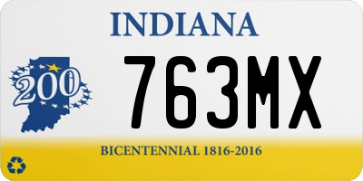 IN license plate 763MX