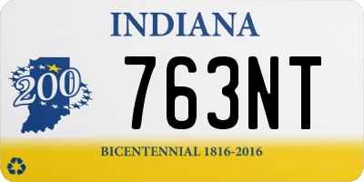 IN license plate 763NT