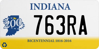 IN license plate 763RA