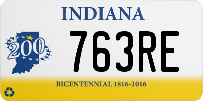 IN license plate 763RE