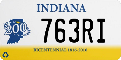 IN license plate 763RI