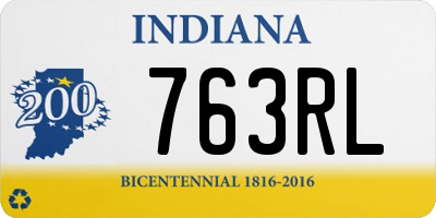 IN license plate 763RL