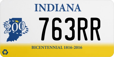 IN license plate 763RR