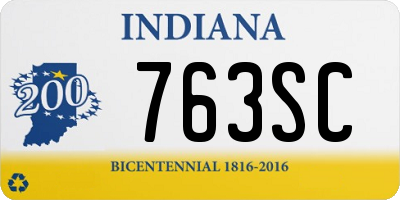 IN license plate 763SC
