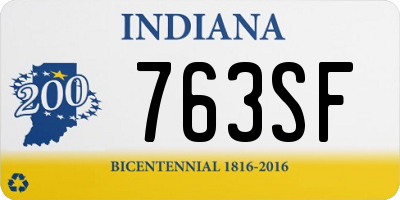 IN license plate 763SF
