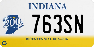 IN license plate 763SN