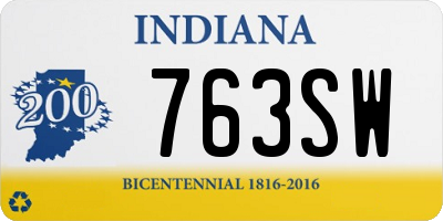 IN license plate 763SW