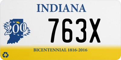 IN license plate 763X