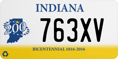 IN license plate 763XV