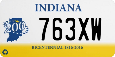 IN license plate 763XW