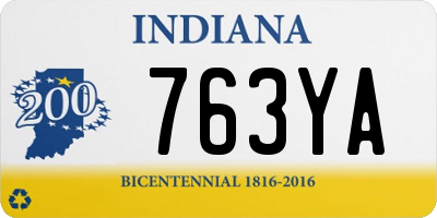 IN license plate 763YA